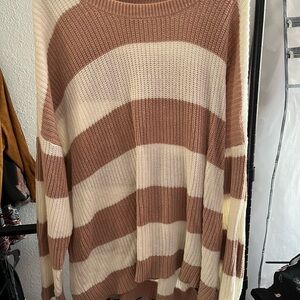 TORRID Striped Pink and Cream Women's Sweater